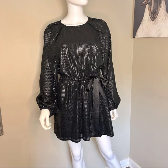 Something Navy Sequin Black Mini Dress - Picture 8 of 16